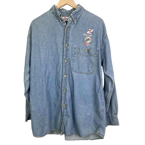 Vintage Competitors View Men’s NASCAR #2 Rusty Wallace Denim Shirt - Picture 1 of 4